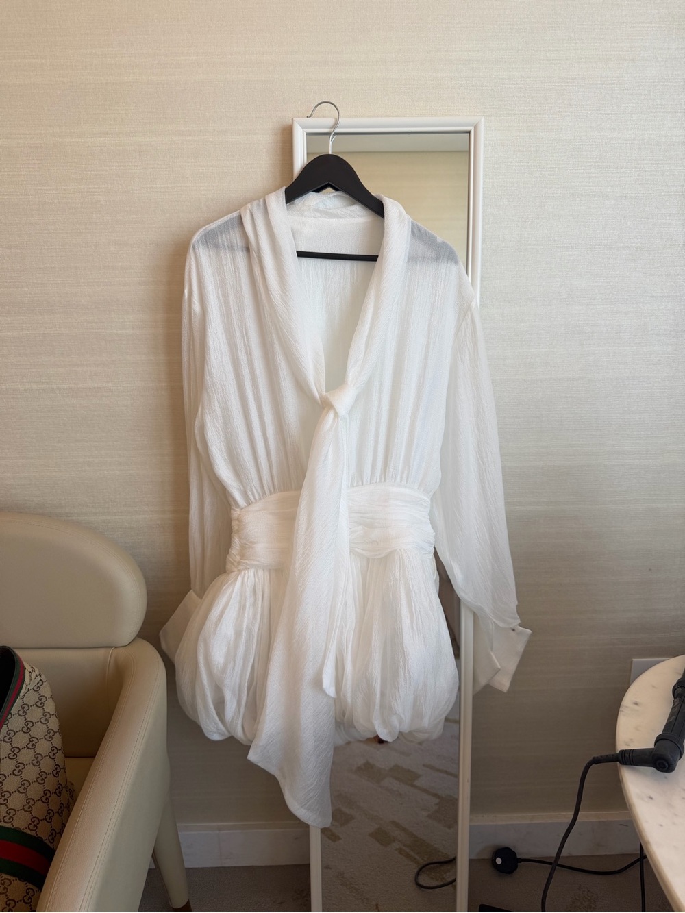 Pinko Paris White Tie-Front Mini Dress